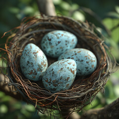 Naklejka na ściany i meble robin eggs in a nest