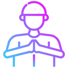 greeting Muslim man. vector single icon with a dashed line style. suitable for any purpose. for example: website design, mobile app design, logo, etc.