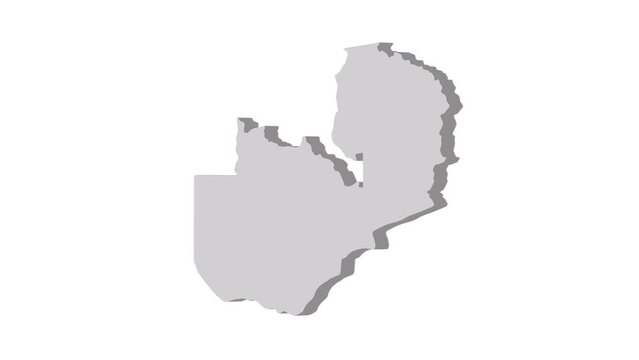 Zambia map 3d grey on white background. Dynamic 4K animation motion graphics unleashed.