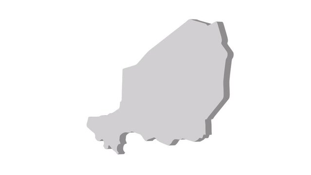Niger map 3d grey on white background. Dynamic 4K animation motion graphics unleashed.