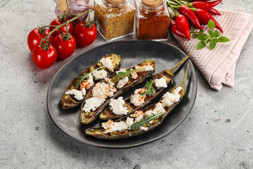 Grilled eggplant with feta cheese