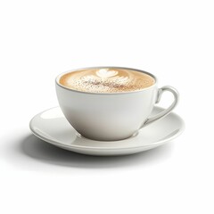 Obraz premium Cappuccino with Heart Foam Art in White Cup Ai generated 