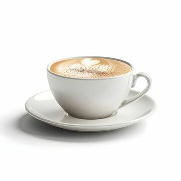 Cappuccino with Heart Foam Art in White Cup Ai generated
