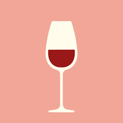 Glass of red wine. Vector flat icon. Best for logo, posters, print, cards, menu concept and branding design.