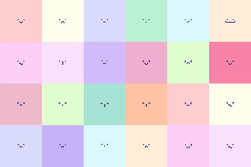 Cartoon Facial Expressions Set on isolated background. Trendy faces in Square. Big Collection of varied cartoon faces showing multiple emotions. Vector illustration