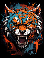 a fierce tiger head illustration