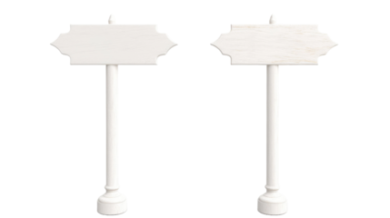 White wooden sign post set isolated on transparent A white background