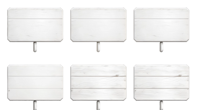 White wooden sign post set isolated on transparent A white background