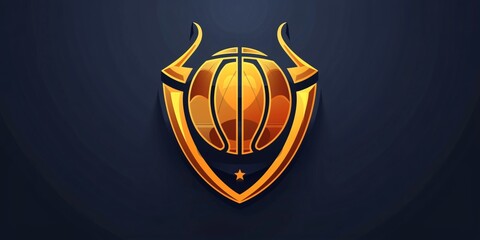 Contemporary basketball trophy emblem design.