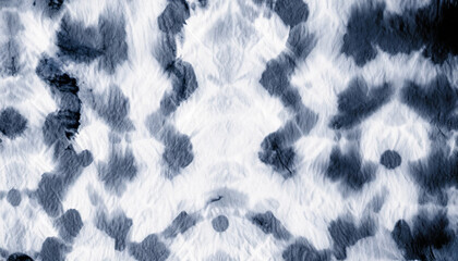 Monochrome Dirty Art. Indigo Abstract Tie Dye. Watercolor Texture. Dirty Artistic Pattern. Grey Traditional Pattern. On Dark Background. Tie Dyed Texture.