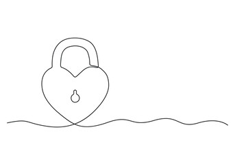 Continuous one line drawing of a padlock. Isolated on white background vector illustration. Free vector