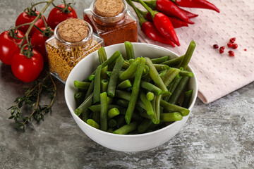 Vegan cuisine - boiled green bean