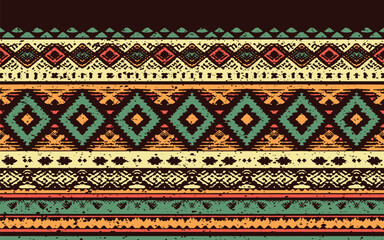 Ikat geometric ornament with diamonds. Ikkat. Seamless pattern. Aztec style. Tribal ethnic vector texture. Folk embroidery, Indian, Scandinavian, Gypsy, Mexican, African rug, wallpaper.