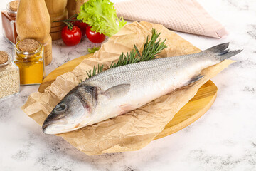 Raw seabass fish for cooking