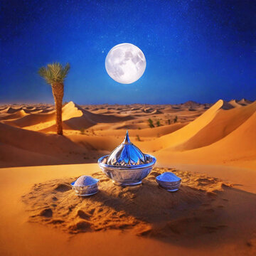 Ifter preparation in desert in evining
