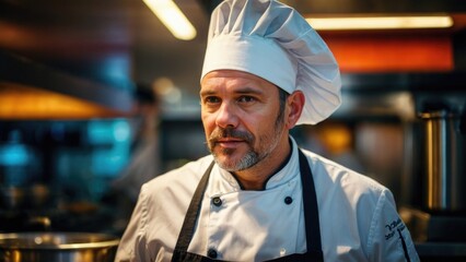 Famous Chef of a Big Restaurant in a Modern Kitchen