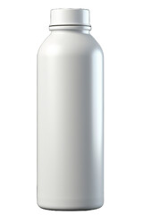 White plastic bottle for protein shake. Isolated on transparent background.