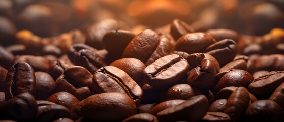  close up shot of coffee beans generative ai - obrazy, fototapety, plakaty