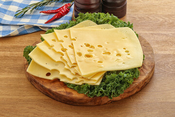Sliced maasdam cheese for breakfast