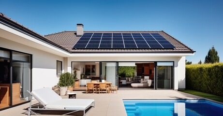 Fototapeta premium Modern home with solar panels for sustainability