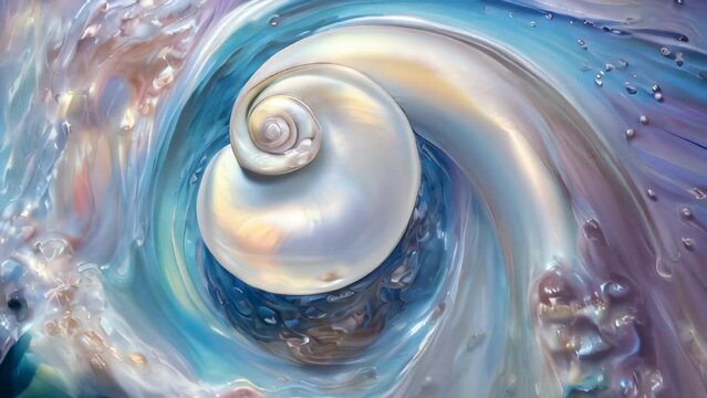 Beautiful mother-of-pearl background with shells and pearls. AI