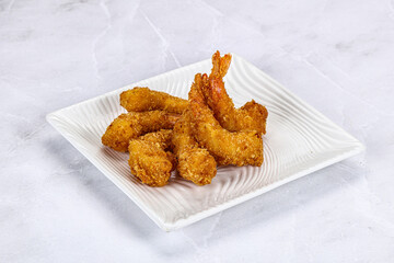 Delicous crispy shrimps appetizer snack