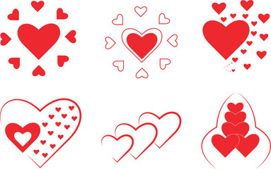 hearts on a white background. Vector illustration.