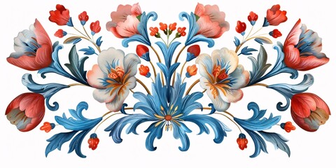 Fototapeta na wymiar Handcrafted Tatar rosette with vibrant gradients and floral motifs on a white backdrop.