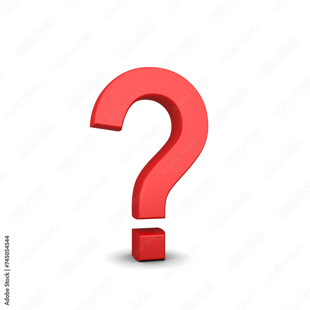 Aufkleber bold red 3d question mark on white background. highlighting inquiry. 3d rendering