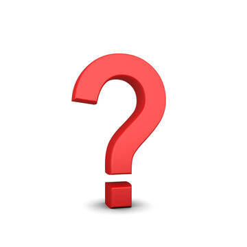 Bold red 3D question mark on white background. Highlighting inquiry. 3D Rendering
