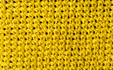 Texture of yellow raffia paper yarn. Crochet bags, clutches, hats, wallets.