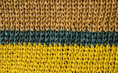 Texture of raffia paper yarn. Crochet bags, clutches, hats, wallets.