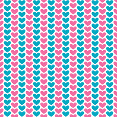 Blue and pink hearts pattern