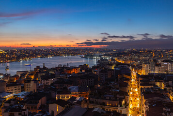 Beyoglu District and Golden Horn at Sunset