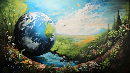 Obraz na płótnie Canvas Vibrant Earth Day Artwork: Inspiring Paintings to Celebrate Nature