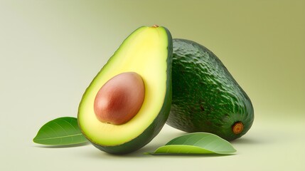 Artistic Avocado Rendering: Digital Illustration of Fresh Green Produce