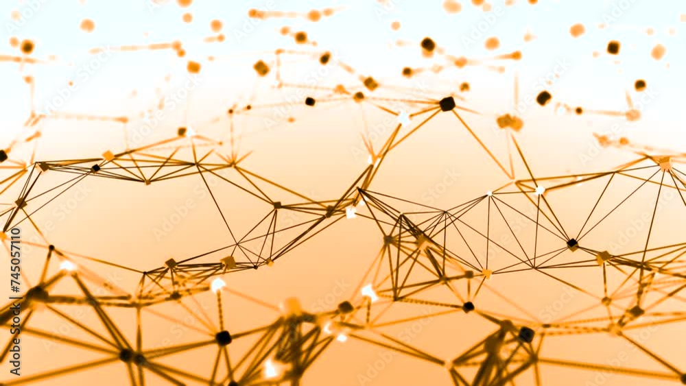 Poster plexus network lines field in slow wavy motion. design. abstract technology, science and engineering