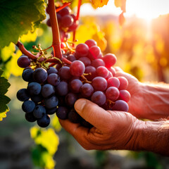 Picking ripe grapes