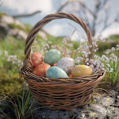 easter eggs in a basket