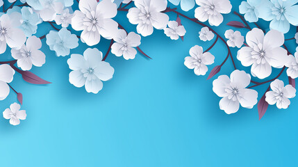 floral background decorated blooming cherry flowers