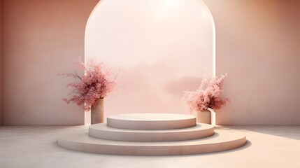 Centered podium in minimalist setup.