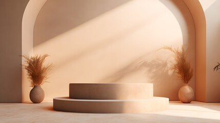 Centered podium in minimalist setup.