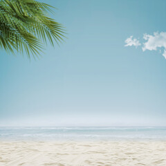 Fototapeta na wymiar Beautiful tropical beach with palm trees background