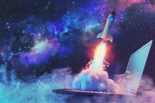 Rocket Launch in Space A Stunning Spacecraft Blast Off Generative AI