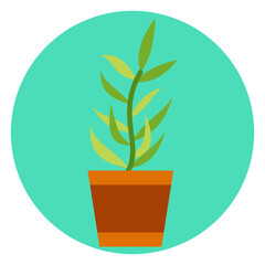 Indoor Plant In Pot Block Style