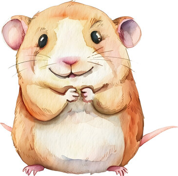 Cute Hamster Illustration in Watercolor Style