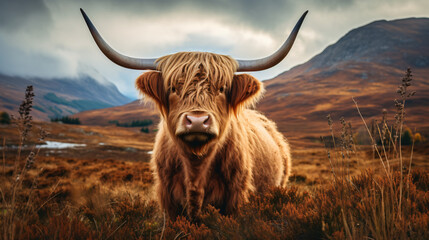 Majestic in the Wild A Highland Cow - obrazy, fototapety, plakaty