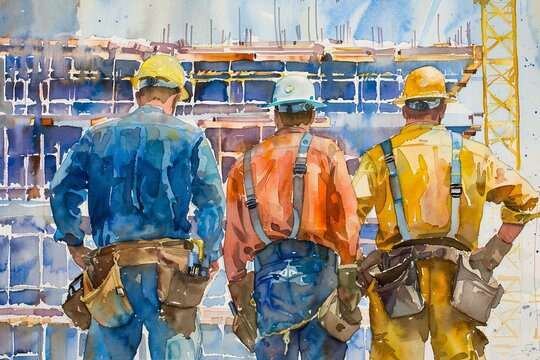Construction Workers' Painted Portrait A Monthly Event Celebration Generative AI