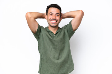 Young handsome man over isolated white background laughing