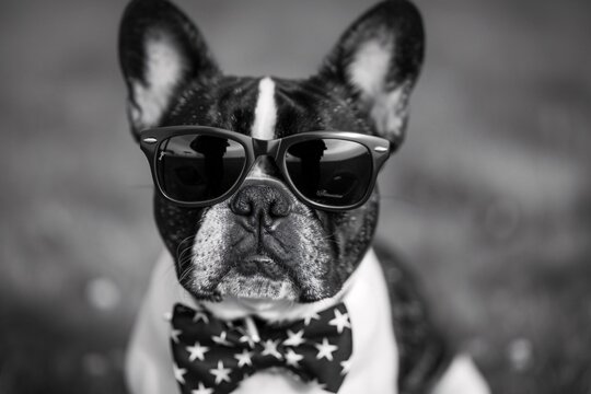 Sunglasses-Wearing French Bulldog in a Bow Tie Generative AI
